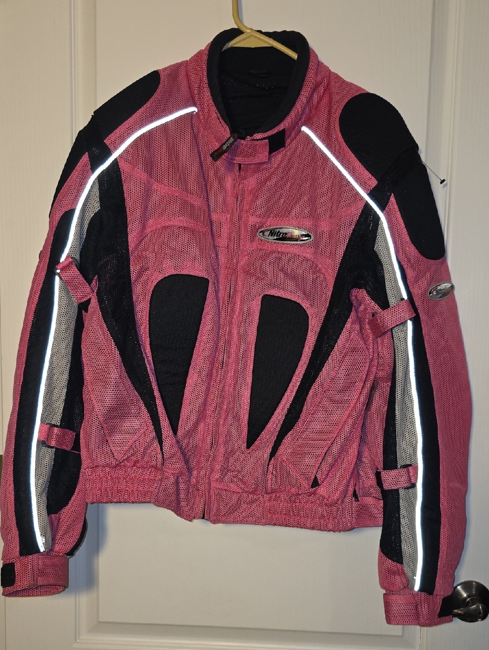 Nitro Racing Pink Women’s  Motorcycle Jacket with Elbow Armor XXL
